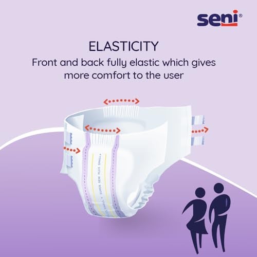 SENI Super Seni Plus Breathable tape style Adult Diapers | Double wetness indicator | Side leakage protection | size small | Waist size 22" - 31" (55 cm - 80 cm) - Image 2