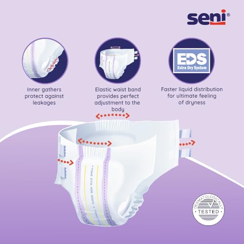 SENI Super Seni Plus Breathable tape style Adult Diapers | Double wetness indicator | Side leakage protection | size small | Waist size 22" - 31" (55 cm - 80 cm) - Image 5