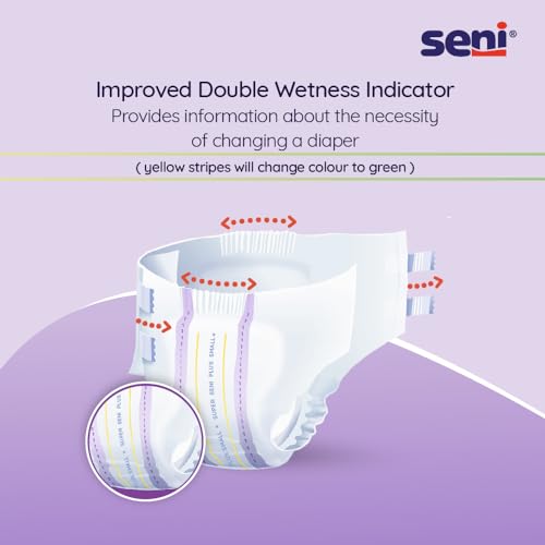 SENI Super Seni Plus Breathable tape style Adult Diapers | Double wetness indicator | Side leakage protection | size small | Waist size 22" - 31" (55 cm - 80 cm) - Image 3