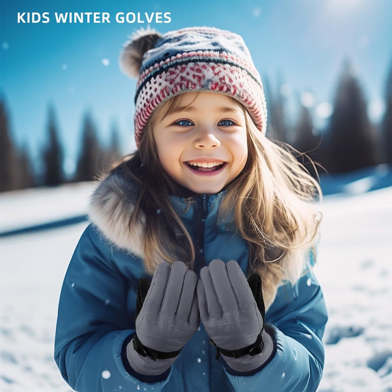 AMYIPO Kids Winter Snow Ski Gloves Children Snowboard Gloves for Boys Girls (Long Cuff - Black, 8-10 Years) - Image 5