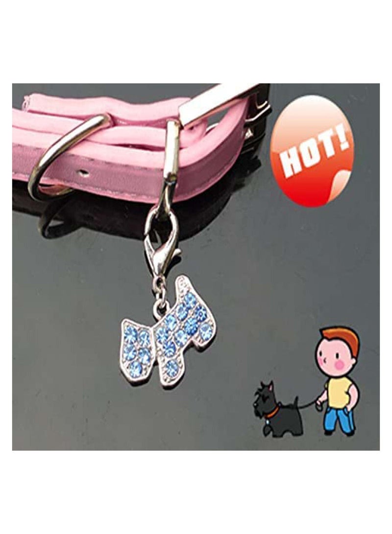 Petsary Bling Rhinestones Dog Pendant key ring, Dog collar, key chain, sparkly Diamond crystals shiny dog tags engravement (Blue)  - Image 4