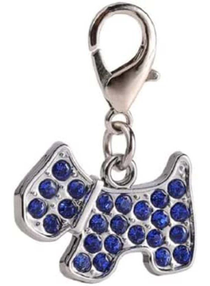 Petsary Bling Rhinestones Dog Pendant key ring, Dog collar, key chain, sparkly Diamond crystals shiny dog tags engravement (Blue)  - Image 1