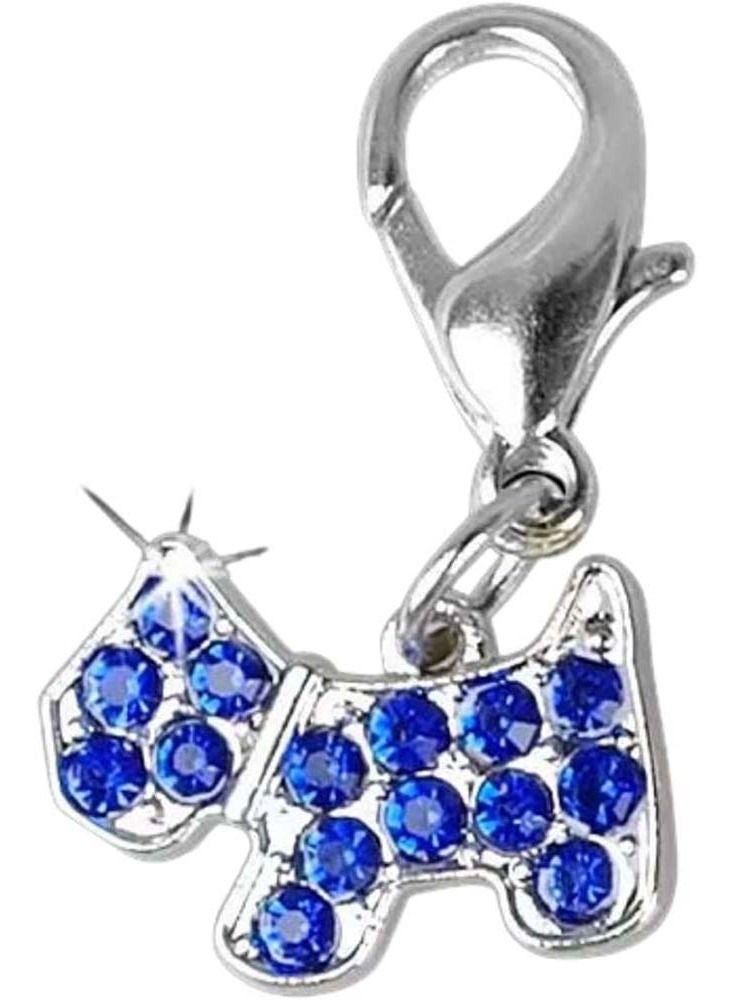 Petsary Bling Rhinestones Dog Pendant key ring, Dog collar, key chain, sparkly Diamond crystals shiny dog tags engravement (Blue)  - Image 3