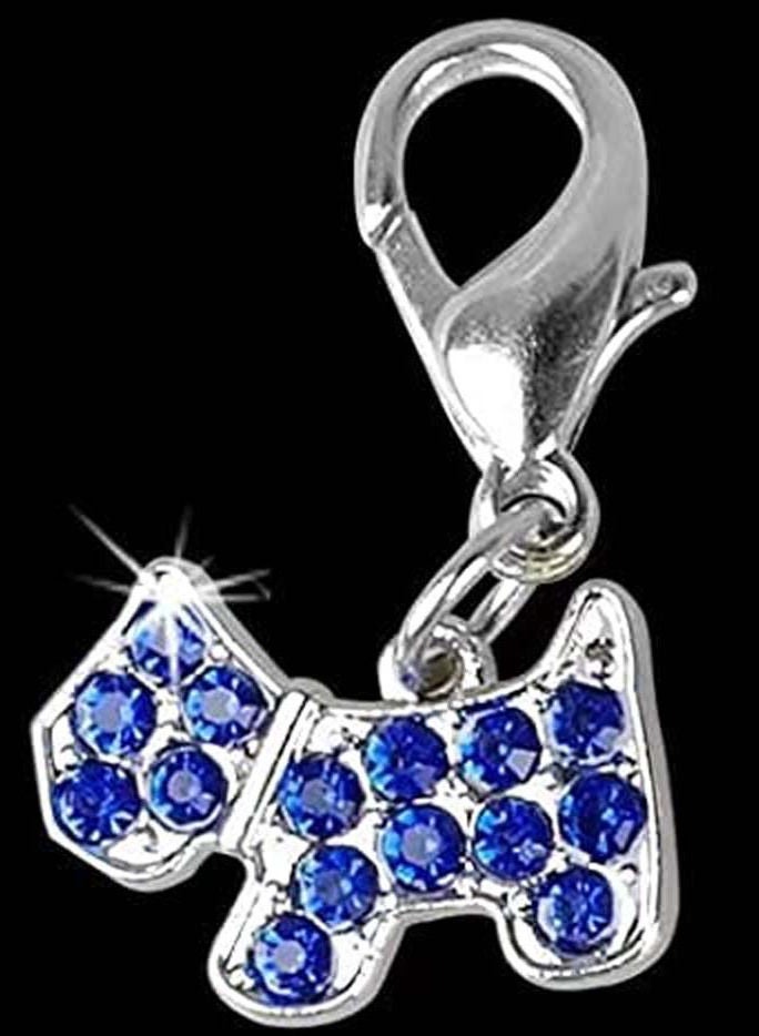 Petsary Bling Rhinestones Dog Pendant key ring, Dog collar, key chain, sparkly Diamond crystals shiny dog tags engravement (Blue)  - Image 2