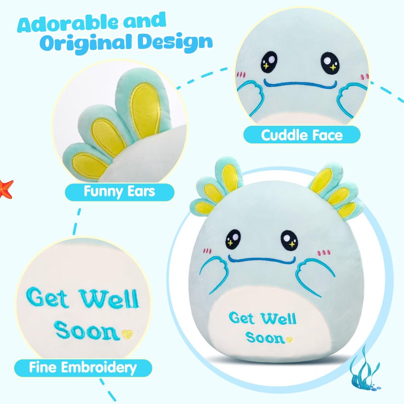 CozyWorld وسادة أكسولوتل ناعمة بحجم 12 إنش - هدية شفاء سريعة من كوزي وورلد (أخضر نعناعي) - Image 3