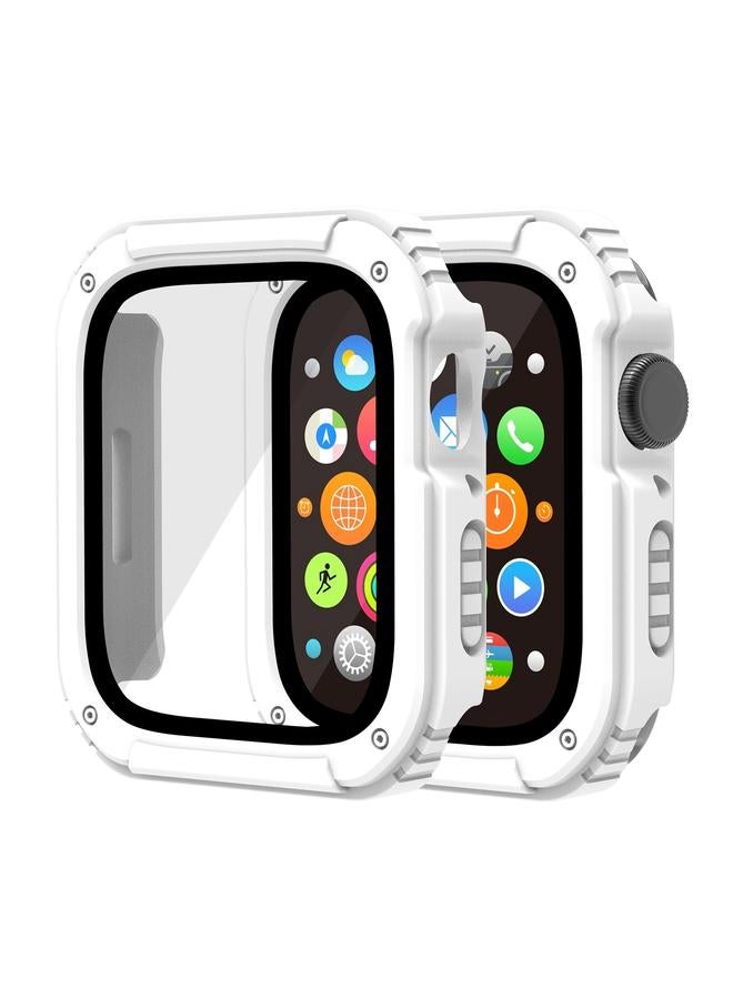 erorex 2 In 1 Screen Tempered Glass Film Protective Case For Apple Watch Series 6 / 5 / 4 / Se 40Mm(White) - Image 1