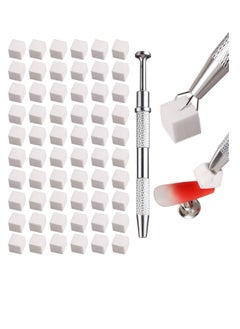 Excefore 100Pcs Soft Nail Sponges for Ombre with Grabbing Pen - Nail Art Tools for Aura Nails, Ombre Nail Brush, Manicure - Professional Accessories Supplies  - Image 1