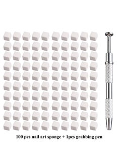 Excefore 100Pcs Soft Nail Sponges for Ombre with Grabbing Pen - Nail Art Tools for Aura Nails, Ombre Nail Brush, Manicure - Professional Accessories Supplies  - Image 2