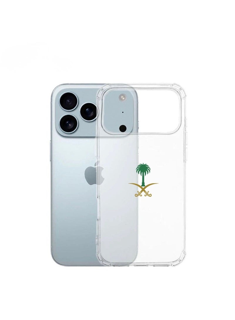 Space iPhone 17 Pro Transparent Protective Case with Two Swords & Palm Logo Sticker - Image 1