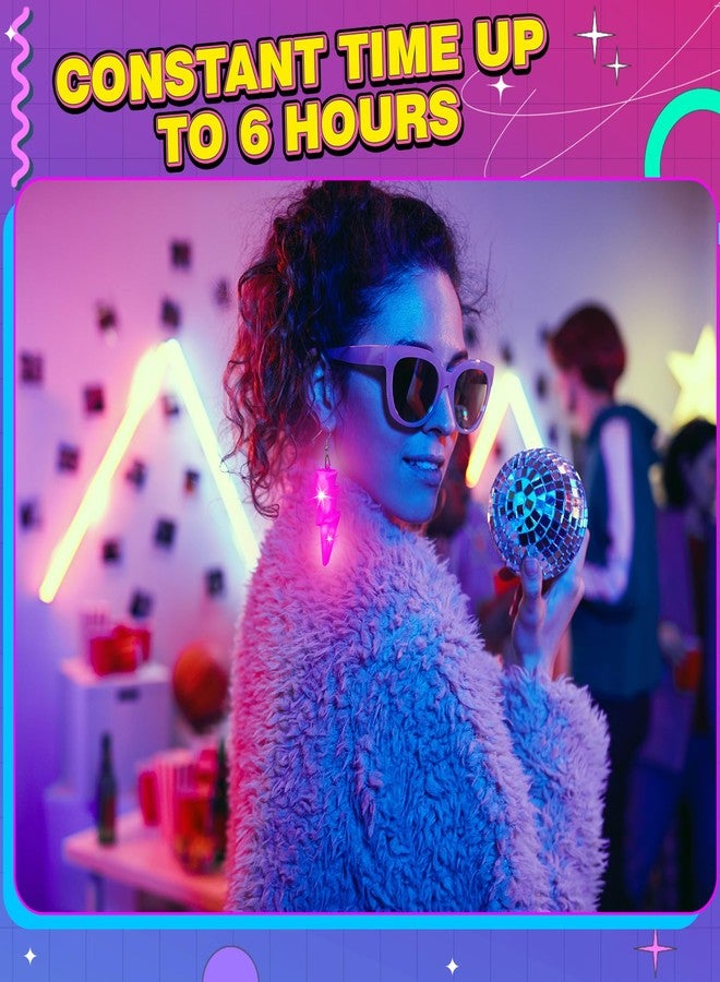Kenning 3 Pairs 80s 90s Light up Earrings Disco LED Neon Earrings for Women Retro Outfit Dance Party Halloween Accessories(Lightning) - Image 5