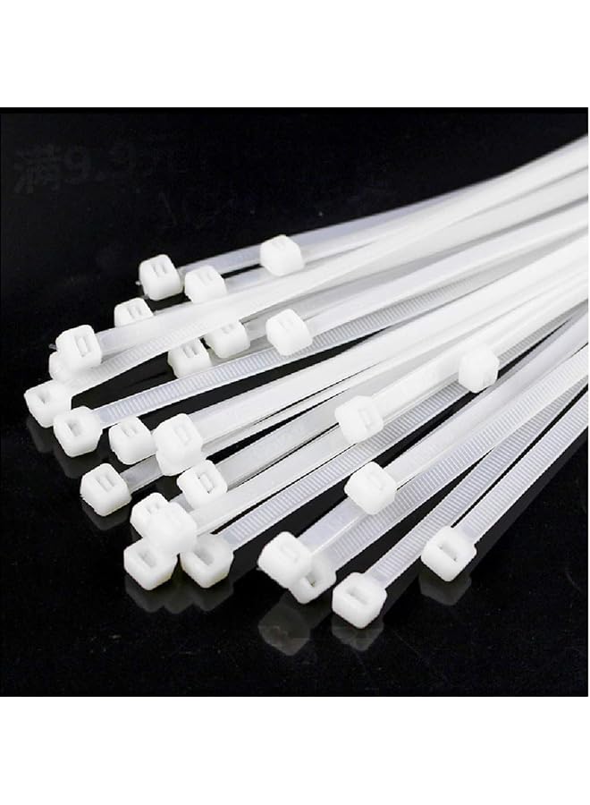 S-TOP Cable Management Wire Zip Nylon Cables Ties (White, 200mm)- Pack of 100 - Image 1