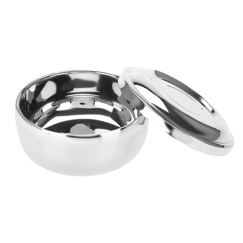 AYNEFY Shaving Soap Bowl, Portable Universal Men Stainless Steel Beard Shaving Soap Bowl Shaving Mug Container with a Mirror for Travel, Salon and Home Use - Image 1