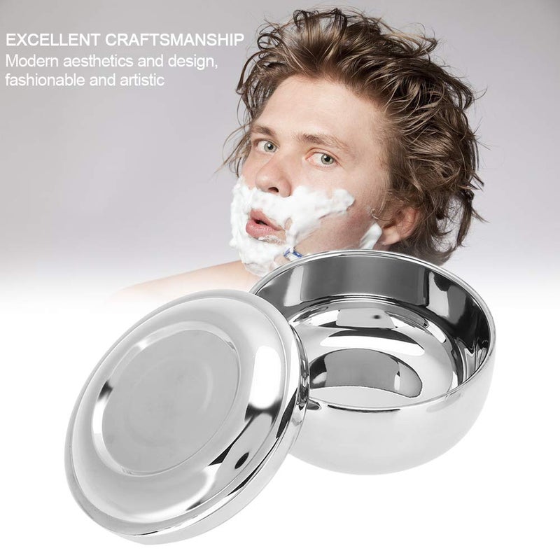 AYNEFY Shaving Soap Bowl, Portable Universal Men Stainless Steel Beard Shaving Soap Bowl Shaving Mug Container with a Mirror for Travel, Salon and Home Use - Image 5