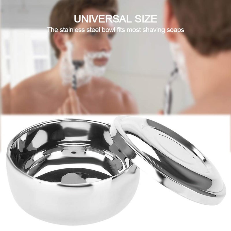 AYNEFY Shaving Soap Bowl, Portable Universal Men Stainless Steel Beard Shaving Soap Bowl Shaving Mug Container with a Mirror for Travel, Salon and Home Use - Image 2