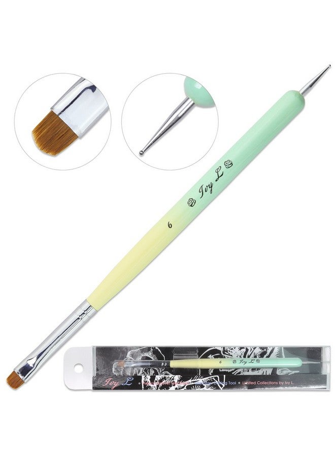 Pana Ivyl Premium 2 Ways French Gel Acrylic Nail Art Kolinsky Brush With Dotting Tool For Professional Manicure Nail Art Design Cuticle Cleanup + Lime Green Wood Handle (Size 6) - Image 3
