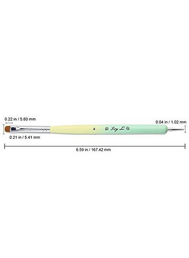 Pana Ivyl Premium 2 Ways French Gel Acrylic Nail Art Kolinsky Brush With Dotting Tool For Professional Manicure Nail Art Design Cuticle Cleanup + Lime Green Wood Handle (Size 6) - Image 2