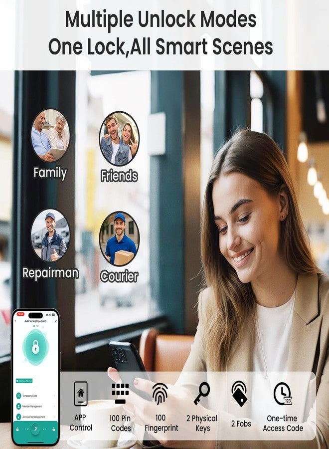 Biquole Deadbolt Smart Lock for Front Door, Keyless Entry Door Lock with Keypad Deadbolt, Digital Electronic Door Locks with Fingerprint,App Control by Bluetooth - Image 4