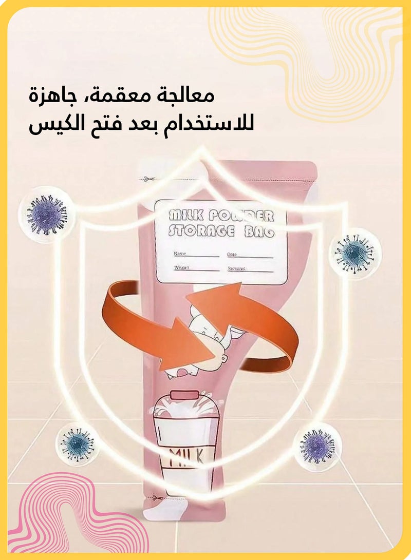 She&Little 60 Pack Baby Formula Storage Bags, Disposable Breastmilk and Formula Dispenser, Leak-Proof, Pre-Sterilized Milk Pouches with Writable Surface and Pen Included, Cute Cow Pattern - Image 3