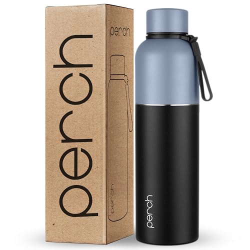 Perch Zenith ISI Certified Hot and Cold Steel Water Bottle 1 LTR, Vacuum Insulated Flask for Adults | BPA-Free, Leakproof | Easy to Carry Bottle for Office, School, Gym (Knight Black) - Image 1