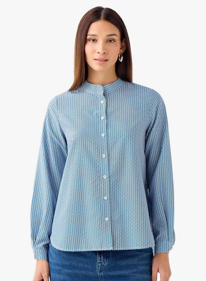 Splash FAV Regular Fit Printed Shirt with Mandarin Collar