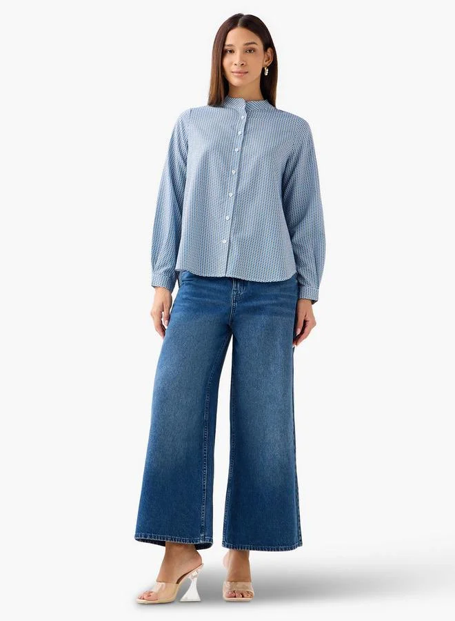 Splash FAV Regular Fit Printed Shirt with Mandarin Collar