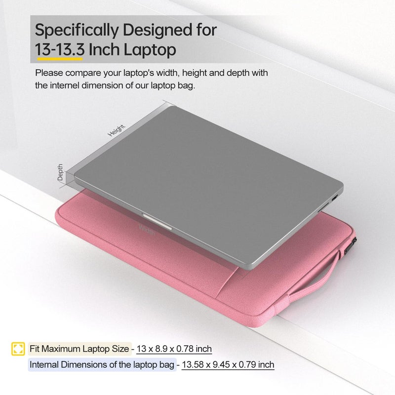 iKammo حقيبة لابتوب مقاس 13.3 بوصة لجهاز HP Envy 13/Pavilion 13/EliteBook 830/Spectre x360، ASUS ZenBook 13، Dell Inspiron 13 7000/Dell XPS 13/Lenovo Yoga 730 13.3/LG Gram 13 (وردي) - Image 2
