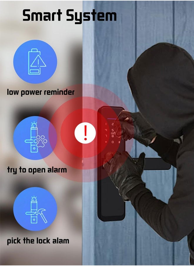 Smart Door Lock,Keyless Entry Fingerprint with Keypad Digital with Handle for Home, Rental, Office and Hotel TUYA Remote Control With Manual Key
