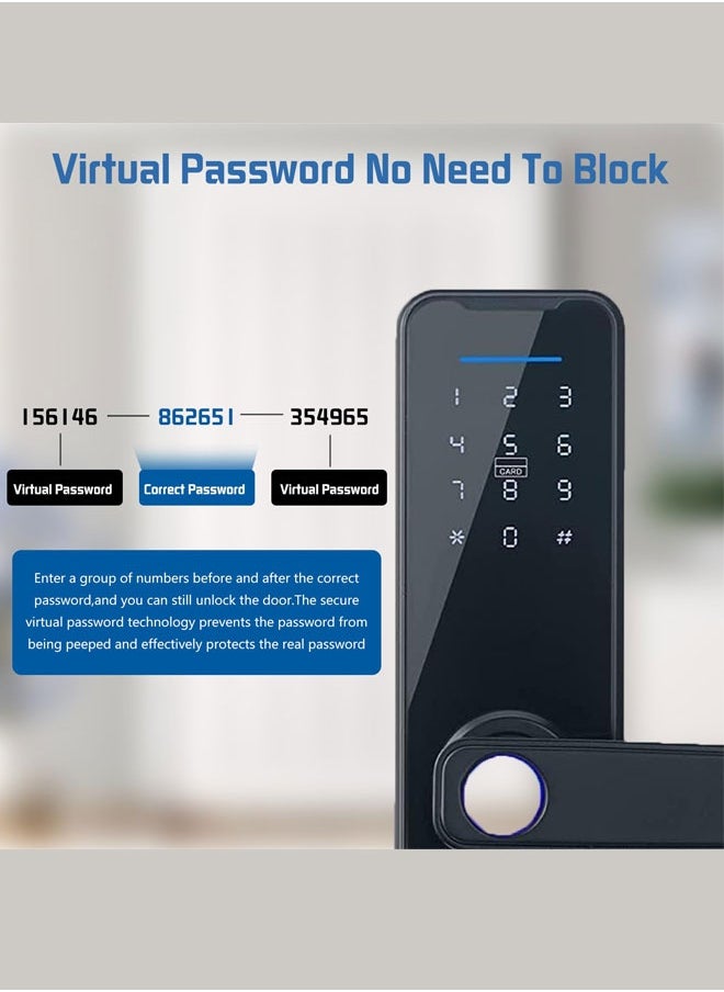 WEMART Smart Door Lock,Keyless Entry Fingerprint with Keypad Digital with Handle for Home, Rental, Office and Hotel TUYA Remote Control With Manual Key  - Image 4
