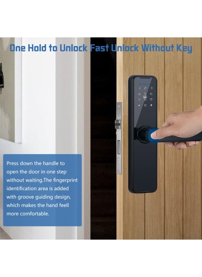Smart Door Lock,Keyless Entry Fingerprint with Keypad Digital with Handle for Home, Rental, Office and Hotel TUYA Remote Control With Manual Key