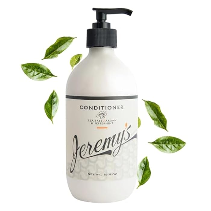 Jeremy's Razors Conditioner for Men - Tea Tree Oil, Argan Oil, Mint - Natural, Moisturizing Hair Care Treatment for Regular and Dry Itchy Scalps, Dandruff, All Mens Hair Types (Made in USA 16.9 Fl Oz) - Image 1