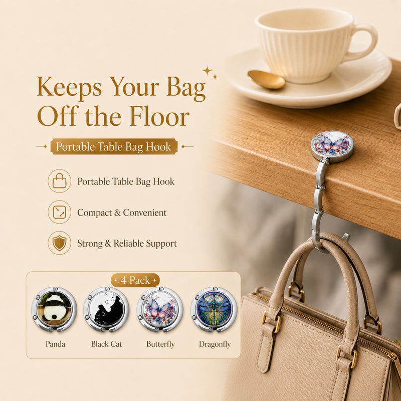 Foldable Purse Hook for Table, Portable Handbag Hanger Desk Bag Holder for Women, Compact Table Bag Hook for Office, Dining and Travel - Image 5