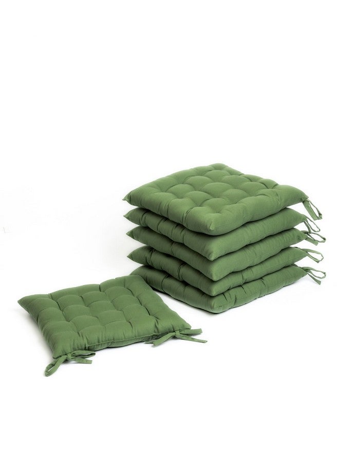 SKANDA FAB وسائد كراسي قطنية من سكندا فاب | وسائد كراسي مربعة ناعمة لتناول الطعام، المكتب، ومقاعد السيارات | لون نمس أخضر، 40X40X8 سم (عبوة من 6) - Image 1