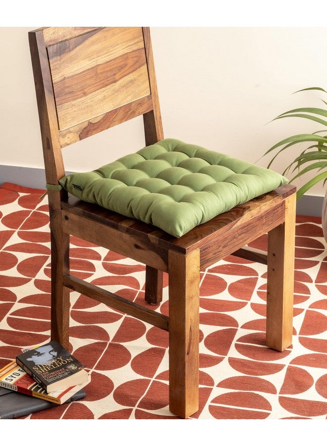 SKANDA FAB وسائد كراسي قطنية من سكندا فاب | وسائد كراسي مربعة ناعمة لتناول الطعام، المكتب، ومقاعد السيارات | لون نمس أخضر، 40X40X8 سم (عبوة من 6) - Image 3