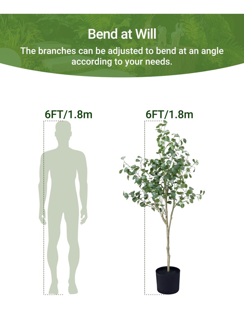 Generic Artificial Tree, 180cm Eucalyptus Tree –  Fake Plant with Lifelike Leaves, Natural Wood Trunk, Premium Silk Faux Tree for Home Decor, Indoor Office Living Room, Maintenance-free Housewarming Gift  - Image 3