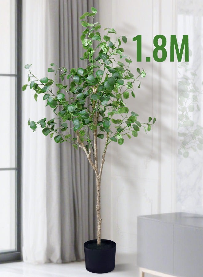 Generic Artificial Tree, 180cm Eucalyptus Tree –  Fake Plant with Lifelike Leaves, Natural Wood Trunk, Premium Silk Faux Tree for Home Decor, Indoor Office Living Room, Maintenance-free Housewarming Gift  - Image 1