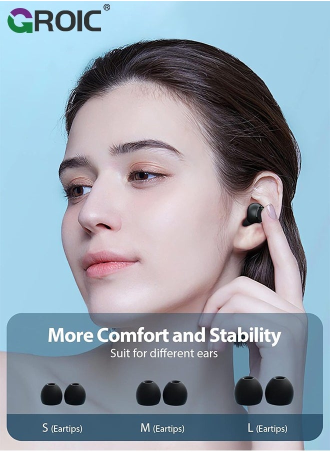 GROIC Wireless Earbuds Mini Ear Buds Bluetooth Headphones 5.3, IPX7 Waterproof Bluetooth Headsets Light-Weight Earphones with Microphone & Charging Case Digital Display for TV Phone PC Laptop Workout Black  - Image 4