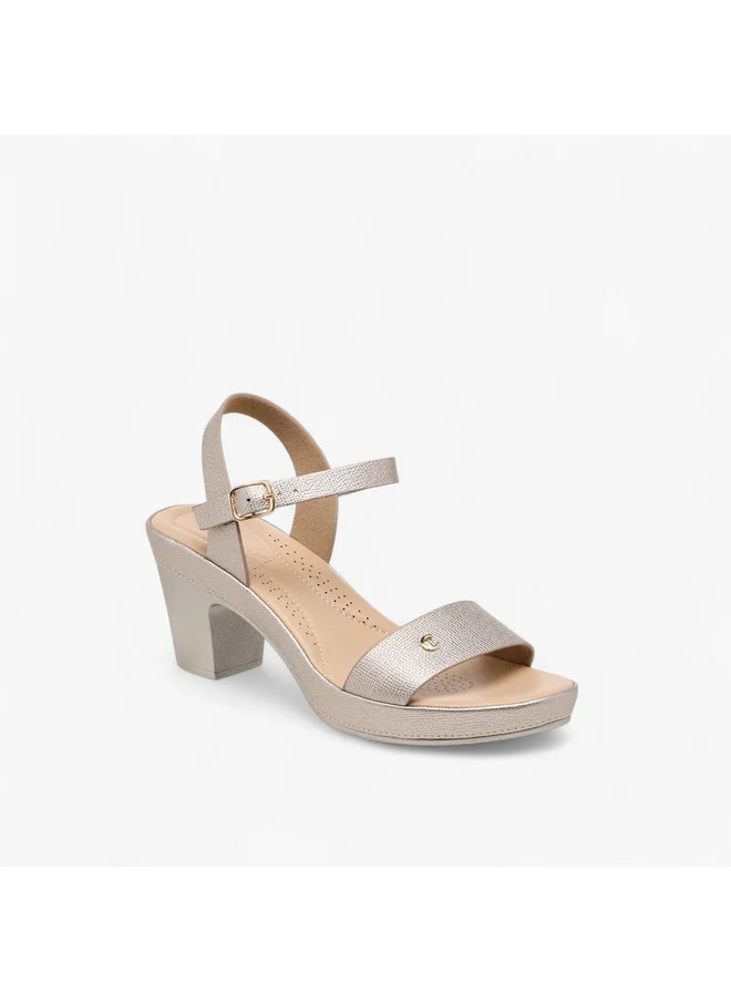 لو كونفورت Women Textured Strap Sandals with Block Heel