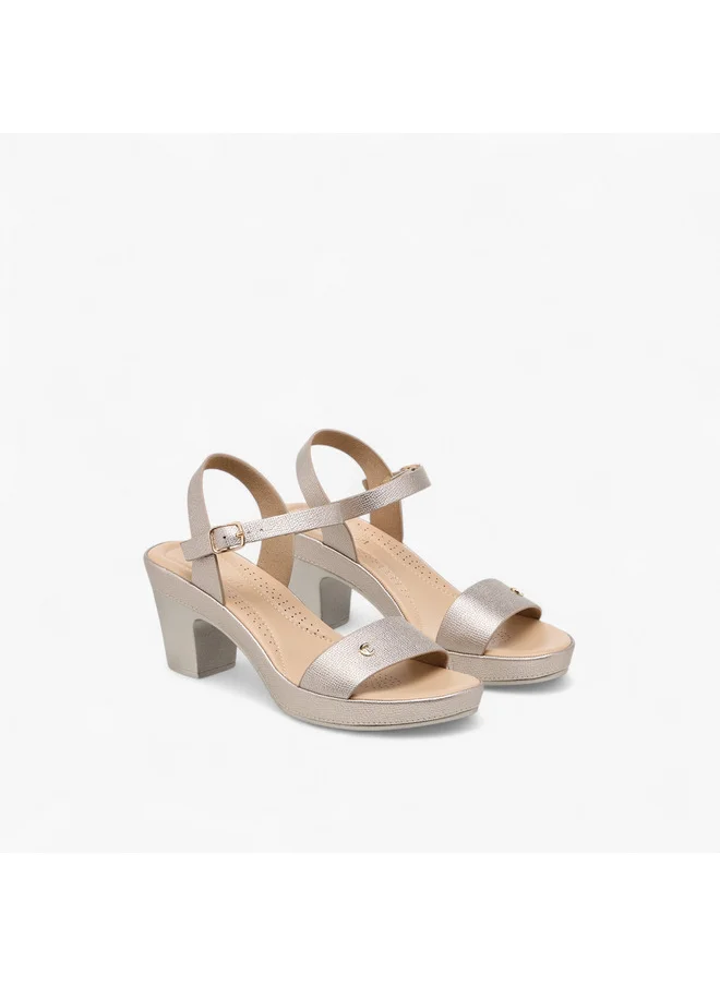 لو كونفورت Women Textured Strap Sandals with Block Heel