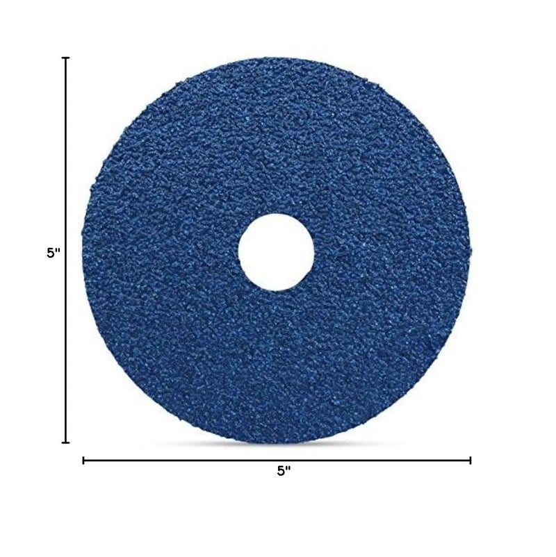 Zirconia Resin Fiber Grinding and Sanding Discs, 5” x 7/8”, 120 Grit - 25 Pack