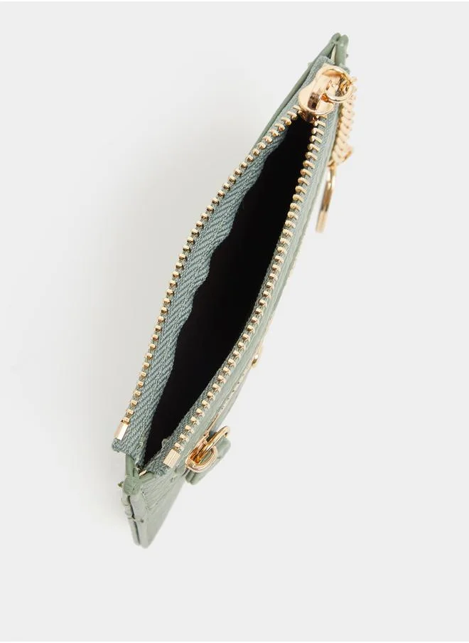 Styli Textured Wallet with Zip Closure
