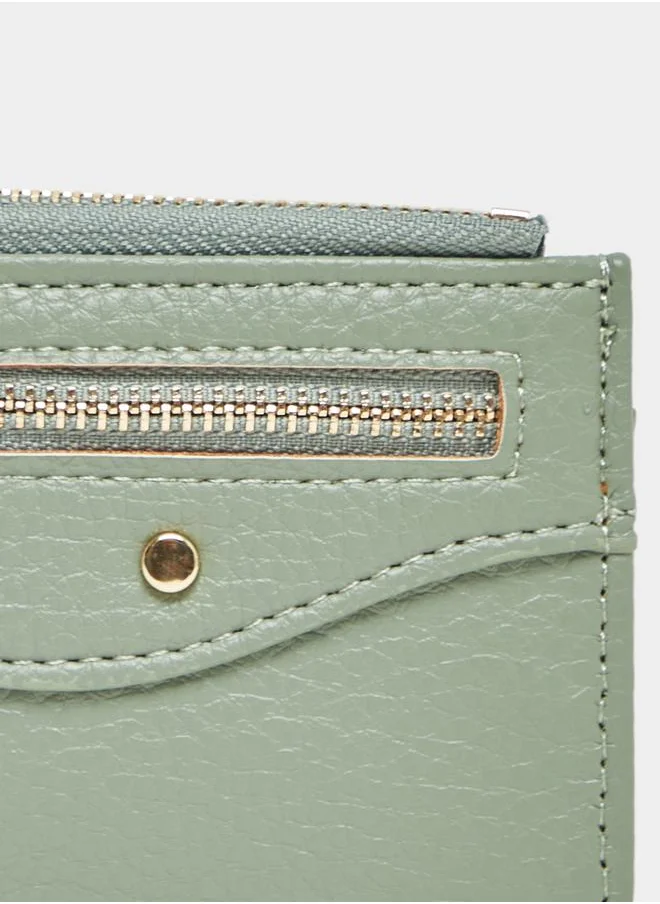 Styli Textured Wallet with Zip Closure