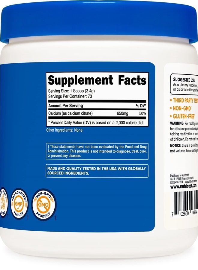 Nutricost Calcium Citrate Powder (250 Grams) Unflavored - Image 2