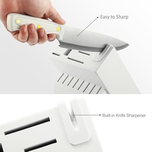 McCook® Knife Sets, White High Carbon Stainless Steel Kitchen Knife Sets with with Built-in Sharpener - Image 4