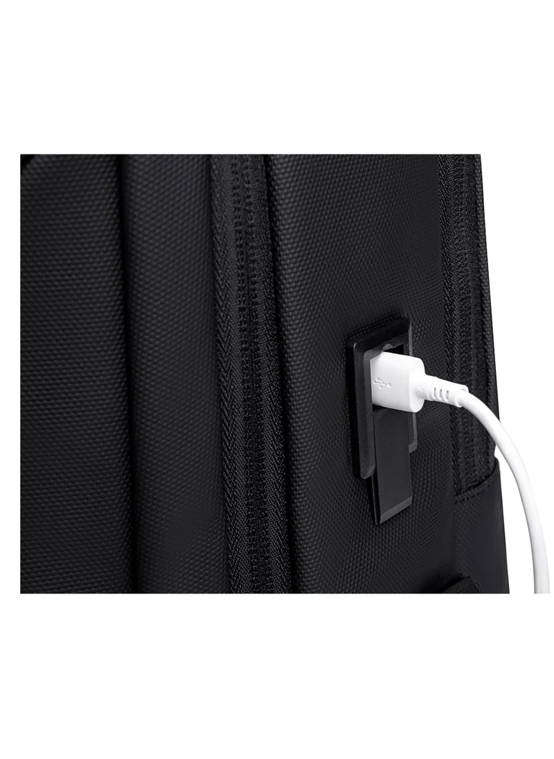 ARCTIC HUNTER Laptop Backpack Water Resistant Polyester Daypack with Built In USB/Headphone Port Computer Bag for Men Women B00555 Black