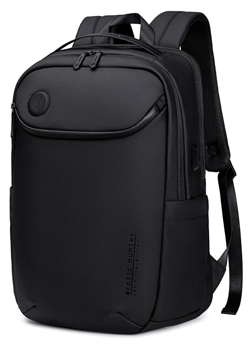 أركتيك هانتر Laptop Backpack Water Resistant Polyester Daypack with Built In USB/Headphone Port Computer Bag for Men Women B00555 Black