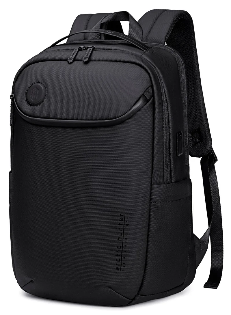 ARCTIC HUNTER Laptop Backpack Water Resistant Polyester Daypack with Built In USB/Headphone Port Computer Bag for Men Women, B00555, Black
