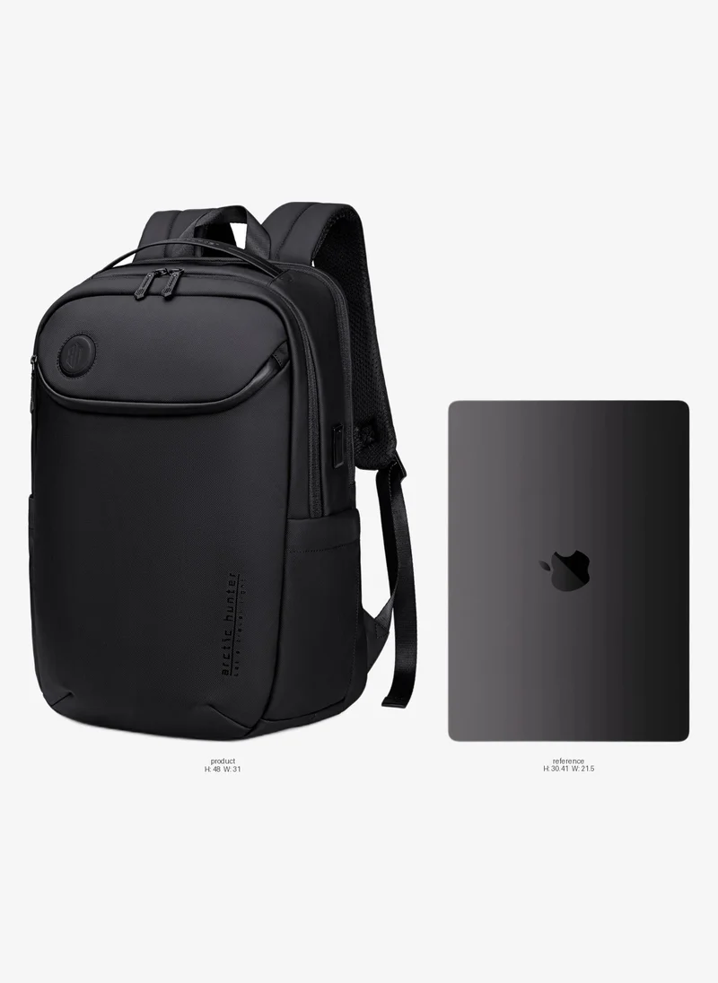 ARCTIC HUNTER Laptop Backpack Water Resistant Polyester Daypack with Built In USB/Headphone Port Computer Bag for Men Women, B00555, Black