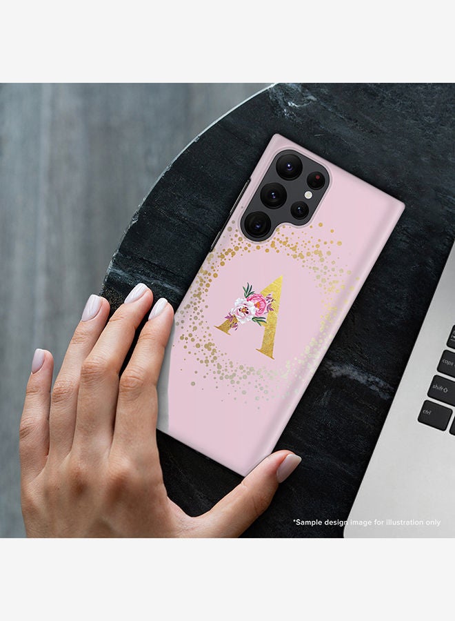 Stylizedd Monogram Slim Cover for Samsung Galaxy S22 Ultra 5G Case Custom Initials Letter Floral Pattern Snap Series Mobile Cover Matte Alphabet  - S (Pink) - Image 2