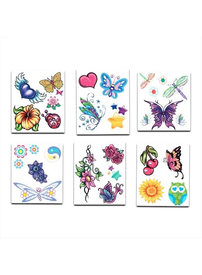 Crenstone Glitter Tattoos for Girls ~ 50 Dazzling Designs ~ Butterflies Tattoos, Hearts, Flowers, and More Waterproof Temporary Tattoos for Birthday Party Favors Goodie Bags Fillers - Image 3