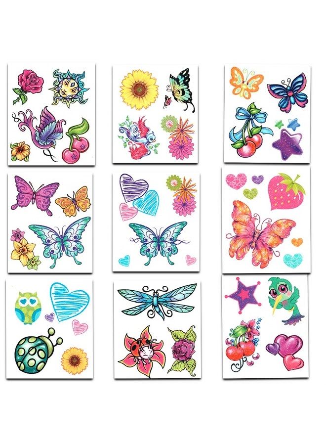 Crenstone Glitter Tattoos for Girls ~ 50 Dazzling Designs ~ Butterflies Tattoos, Hearts, Flowers, and More Waterproof Temporary Tattoos for Birthday Party Favors Goodie Bags Fillers - Image 2